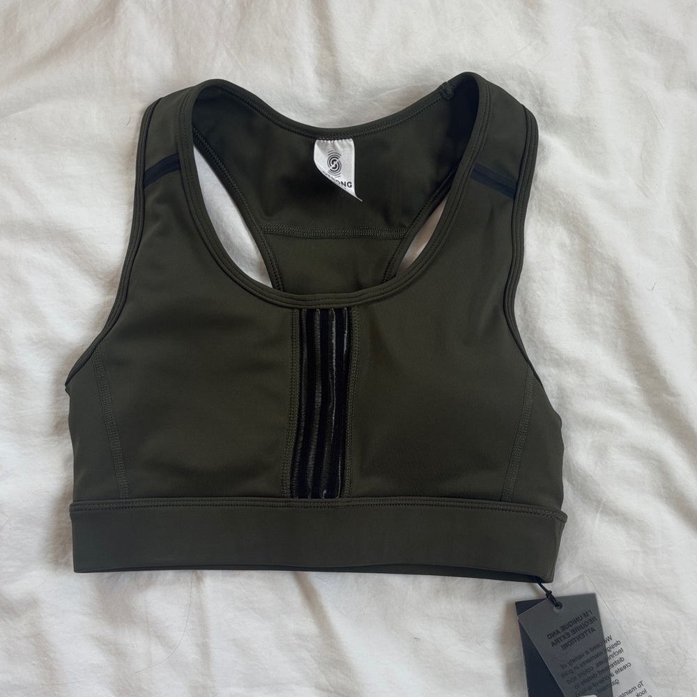 Zumba Fitness Dark Olive Green Racerback Sports Bra